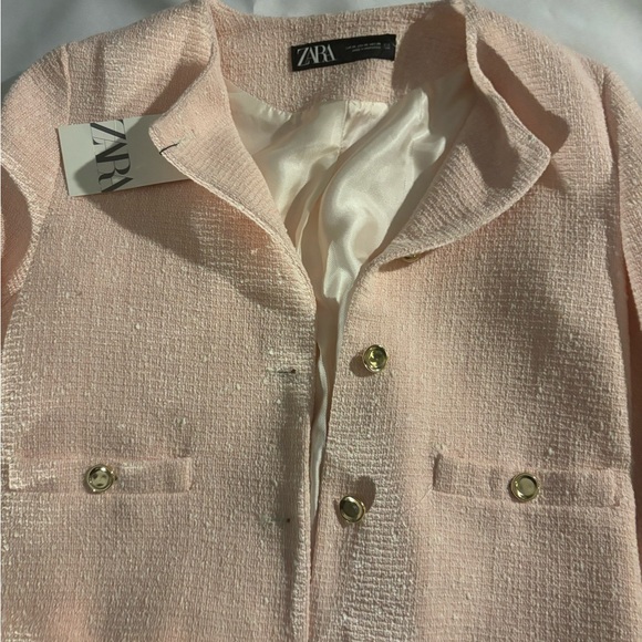 Zara Blush Tweed Jacket with Gold Accents - Picture 13 of 15